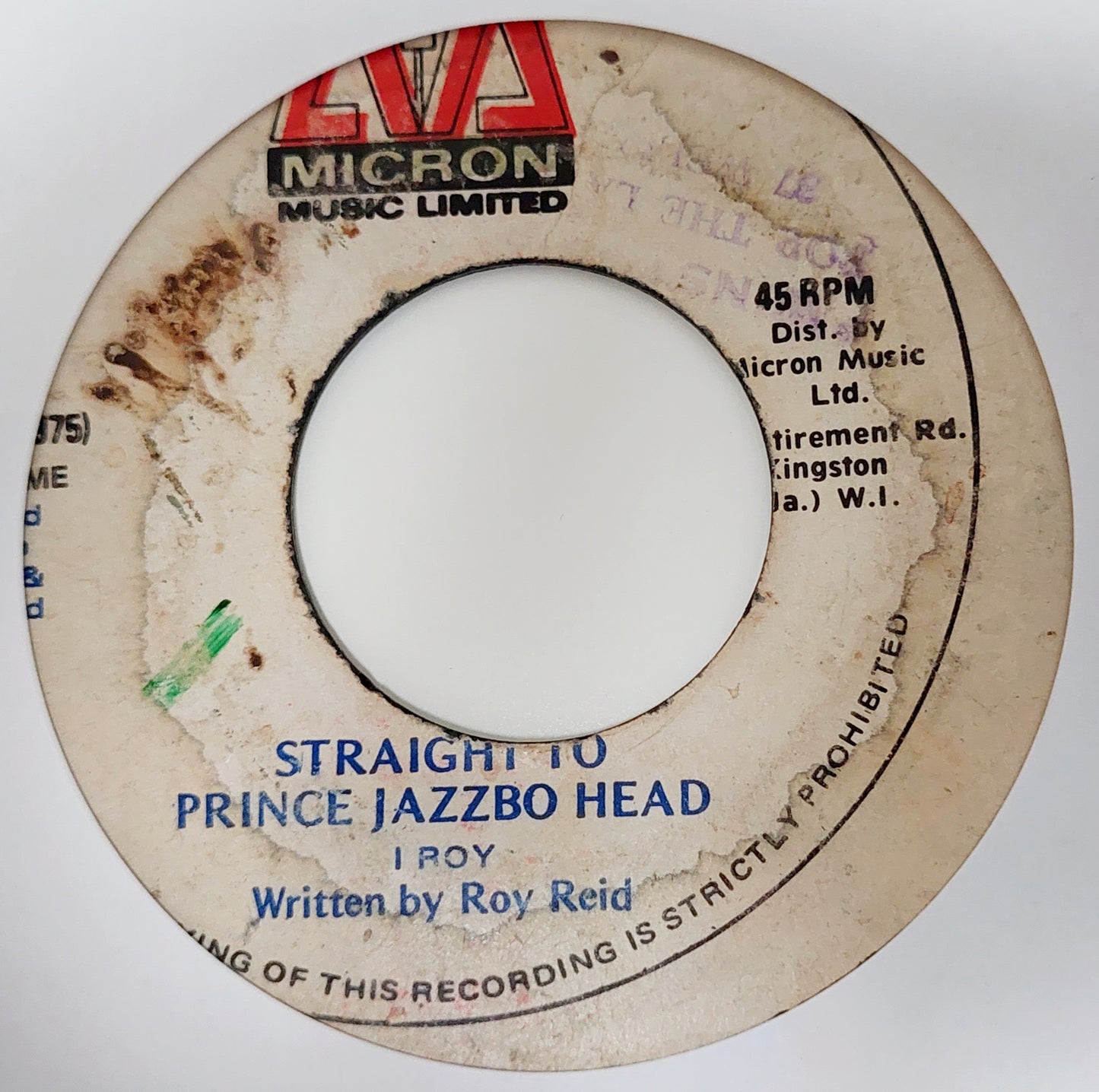 I Roy - Straight To Prince Jazzbo Head